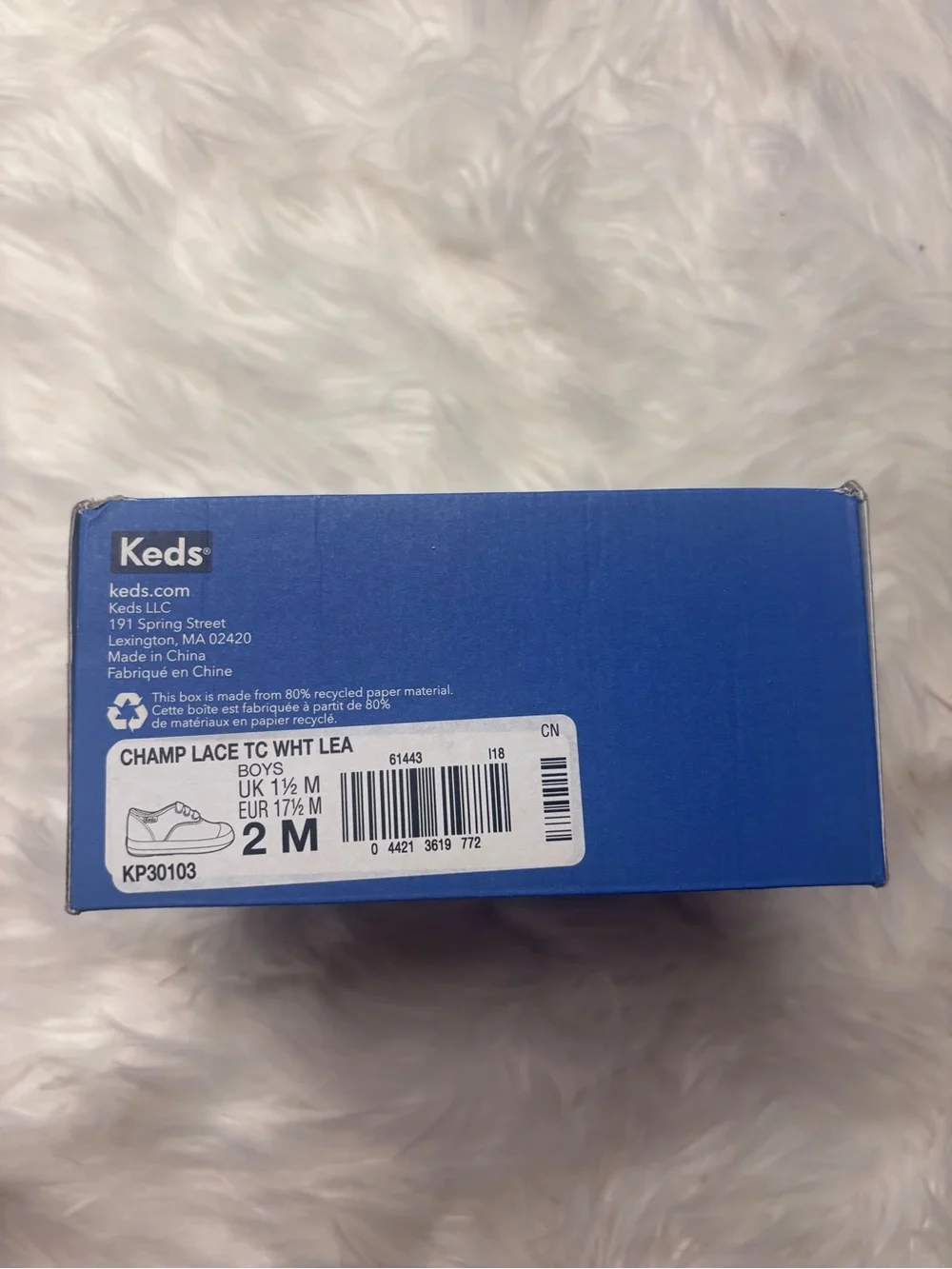 Keds Blue and White Shoe Box - Champ Lace TC Label Infant 2c